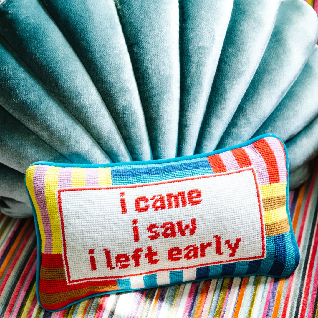 Furbish Studio - Needlepoint Pillow - "I Came, I Saw..."