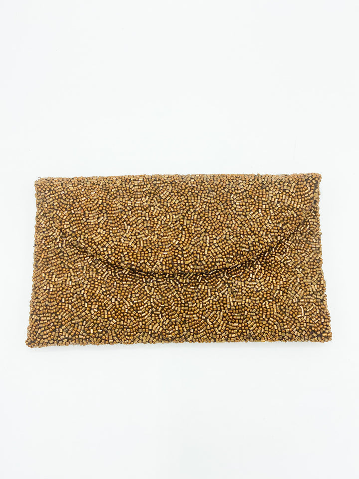 Beaded Small Crossbody Clutch- Bronze