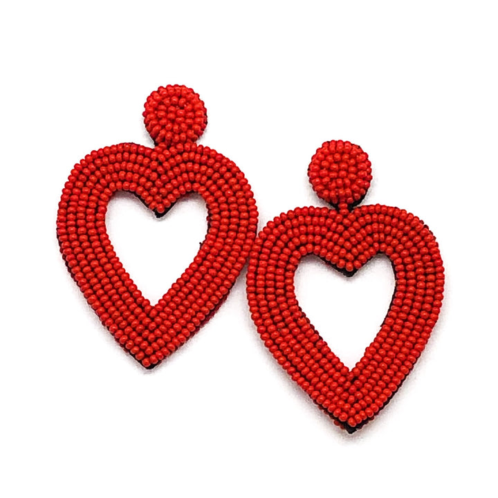 Beaded Heart Earrings