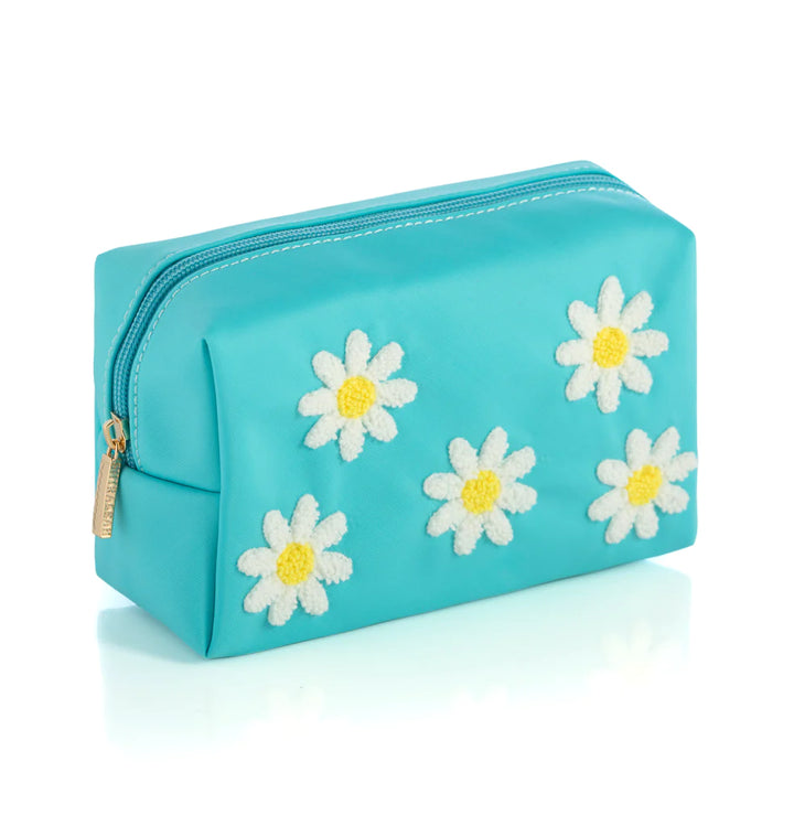 Joy Daisy Zip Cosmetic Pouch - Turquoise