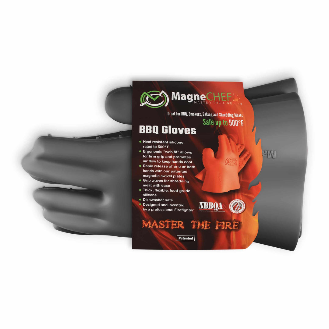 MagneChef - Silicone BBQ Gloves - Black