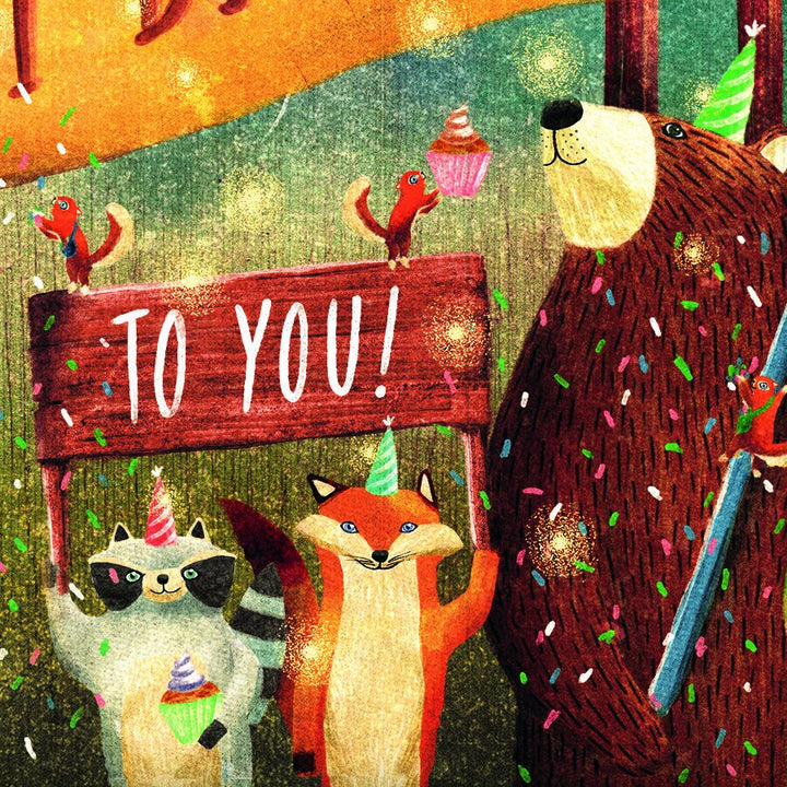 Niquea.d - Birthday Card - Birthday Banner with Animals in Forest