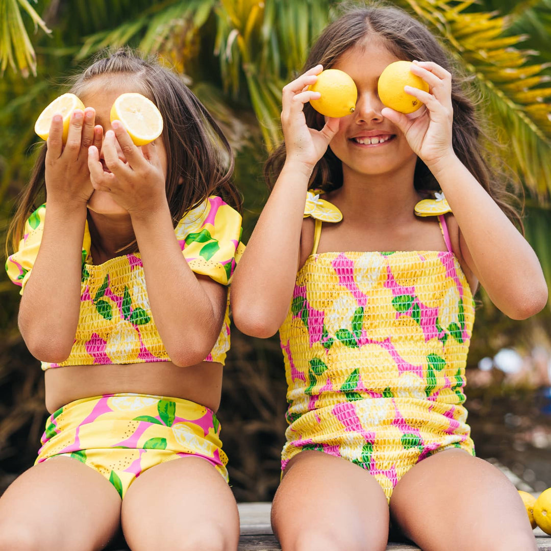 Girl's Smocked One Piece Swimsuit - Summer Lemonade