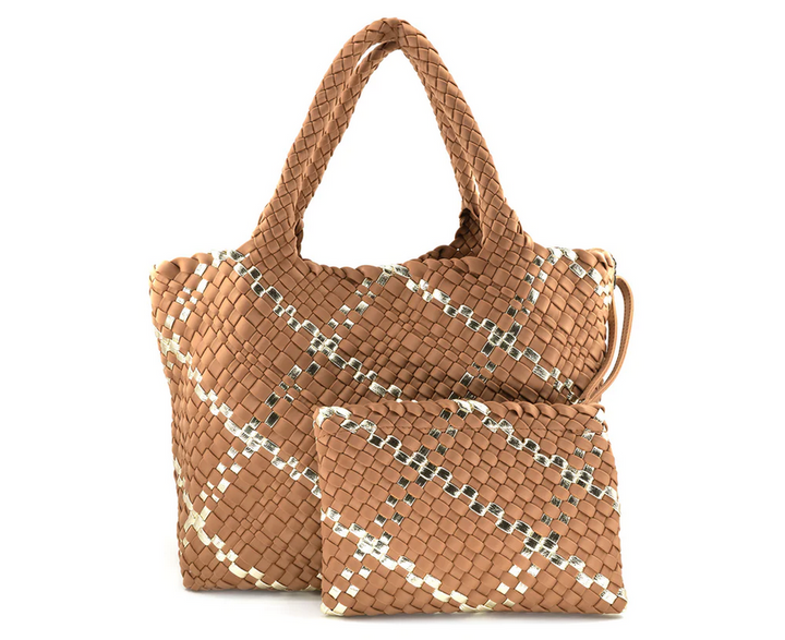 Woven Metallic Tote Bag