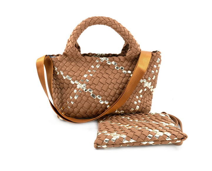 Woven Mini Metallic Tote Bag