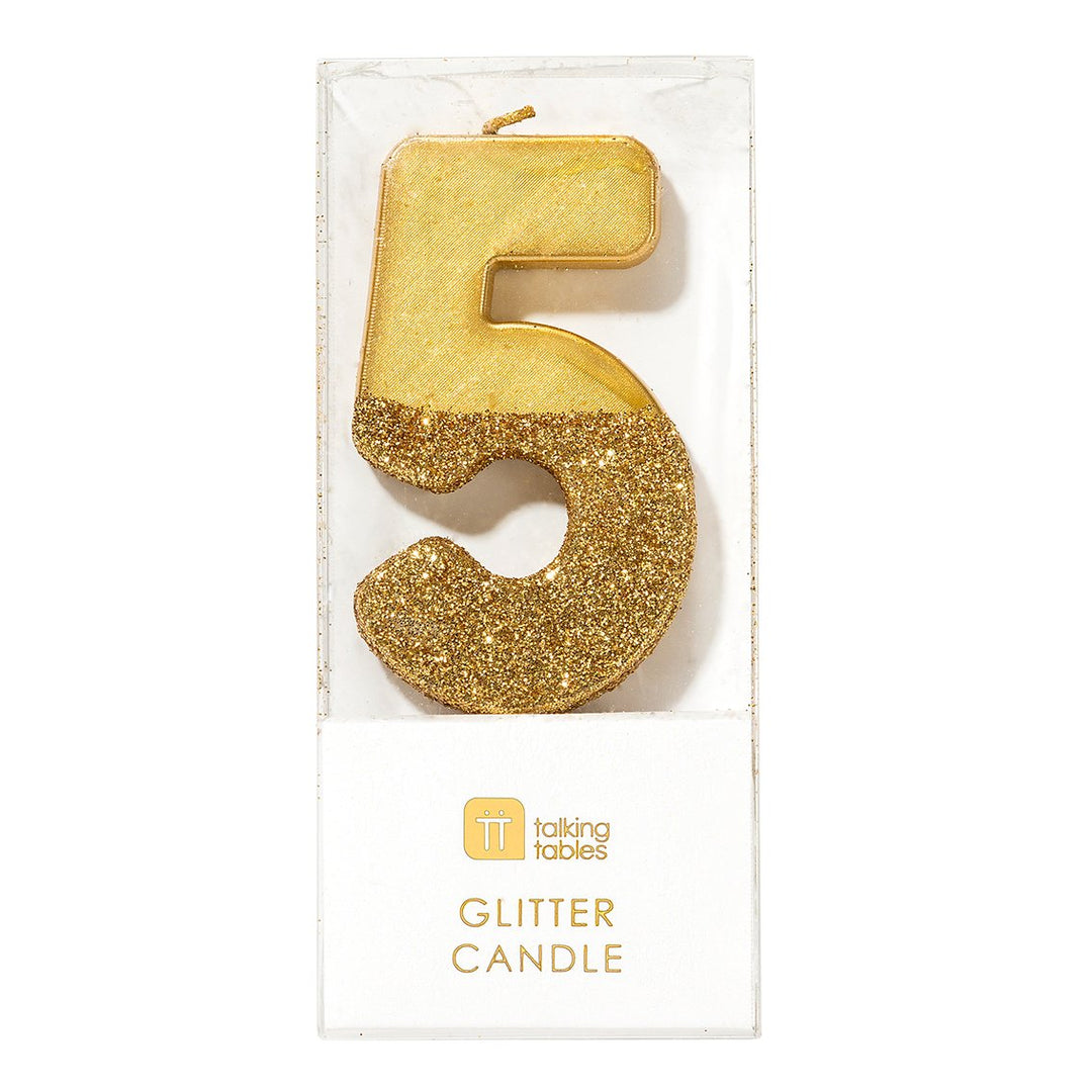 We Heart Birthday Glitter No. 5 Gold Candle