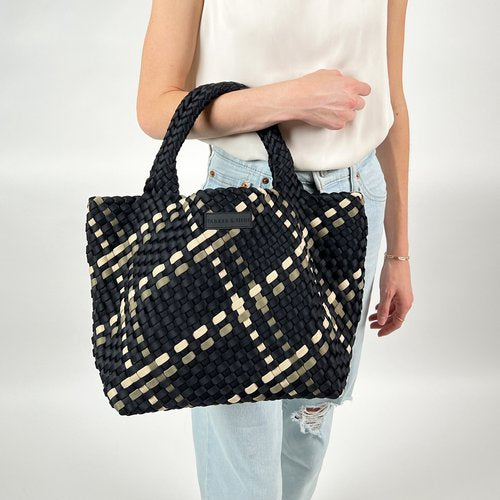 Woven Tote Bag - Noir Stripes