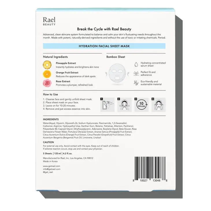 Rael Beauty - Hydration Facial Sheet Masks