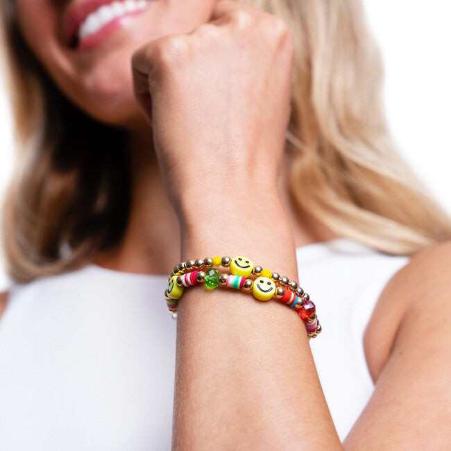 Smiley Gold Beaded Bracelet Set