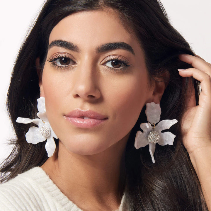 Lele Sadoughi - Mother of Pearl Crystal Lily Earrings